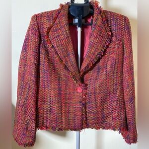 Versailles Mutlicolor Tweed Blazer Fringe Hem
